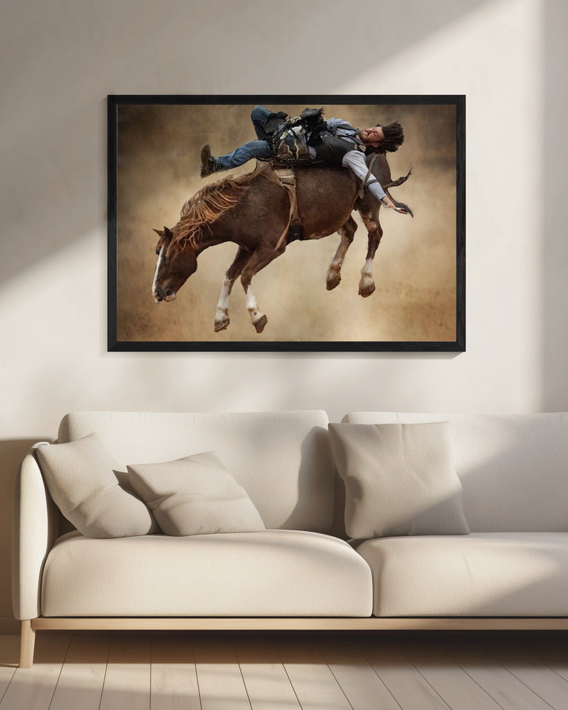 Western Rodeo Rider on a Bucking Horse Canvas Wall Art | Flat Out