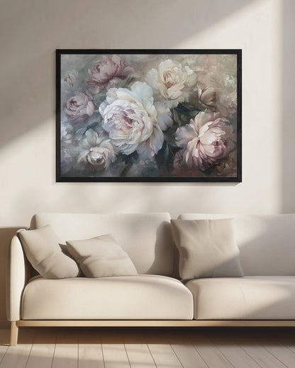 Pastel Pink and White Floral Bouquet Canvas Wall Art | Poster Flower Paint 5