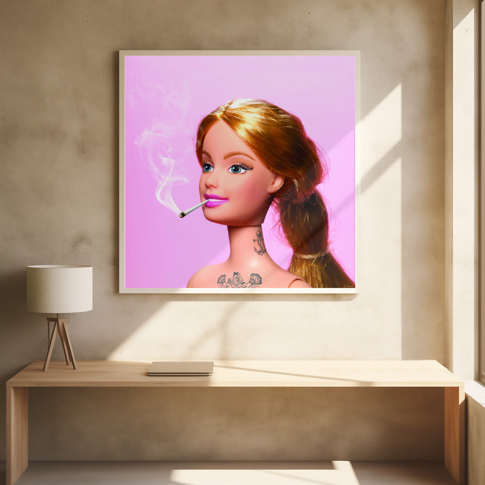Pink Fashion Doll Pop Art Portrait Canvas Wall Art | Girl Grown Up