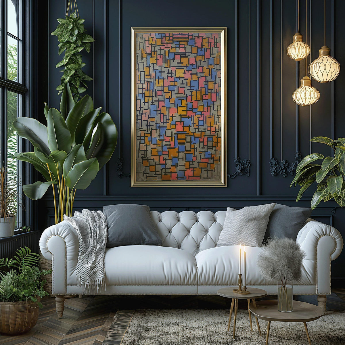Piet Mondrian Composition (1916) Art Print: Vintage Mid-Century Modern Giclee Print (2x1)