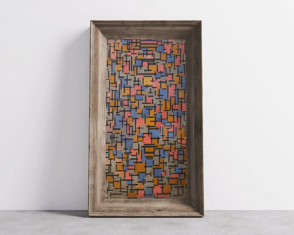 Piet Mondrian Composition (1916) Art Print: Vintage Mid-Century Modern Giclee Print (2x1)