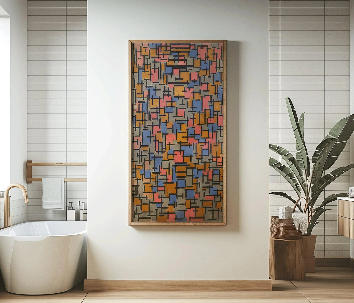 Piet Mondrian Composition (1916) Art Print: Vintage Mid-Century Modern Giclee Print (2x1)