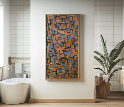 Piet Mondrian Composition (1916) Art Print: Vintage Mid-Century Modern Giclee Print (2x1)