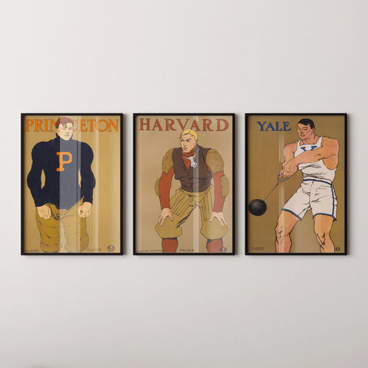 Princeton Yale and Harvard STATEMENT TRIO Edward Penfield College Posters | Vintage Art (Available Framed)