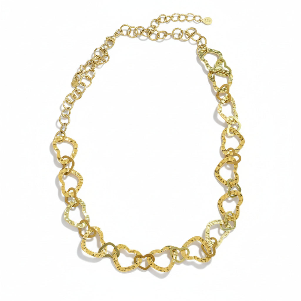 Collier Cœurs Entrelacés - Acier Inoxydable Doré