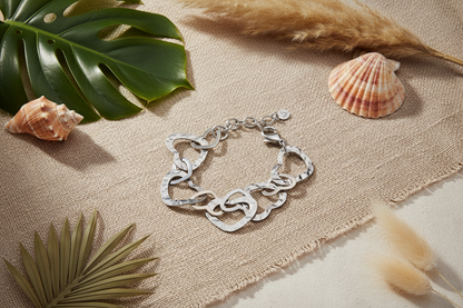 Bracelet Cœur Entrelacé - Acier Inoxydable Gris