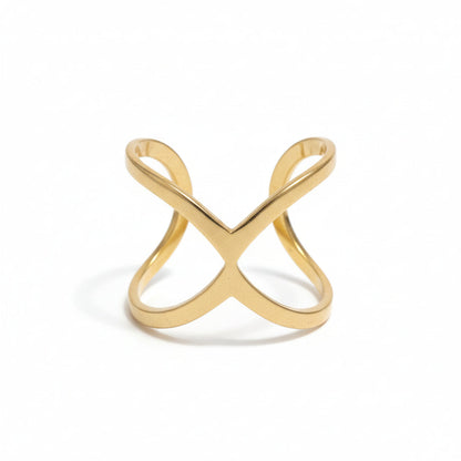 Open X Ring - Gold Stainless Steel