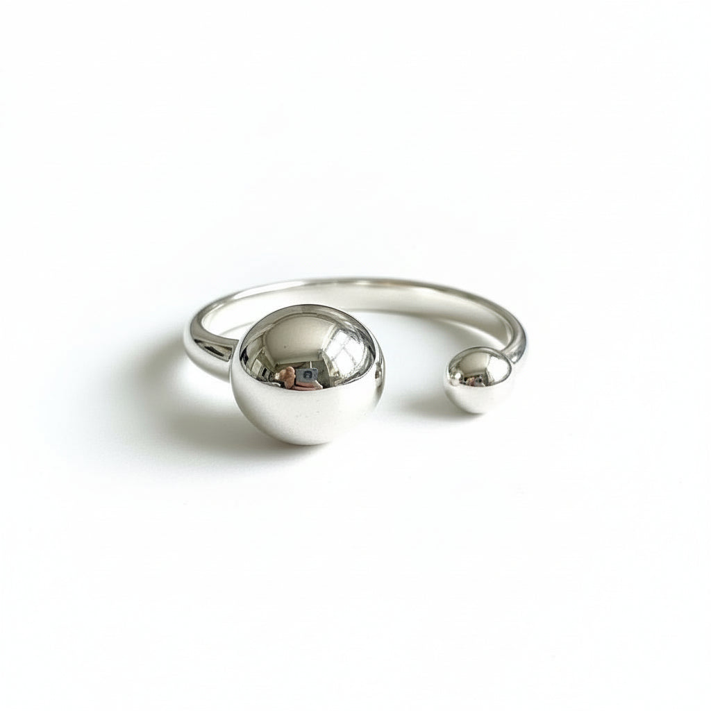 Open Ball Ring - Grey Stainless Steel