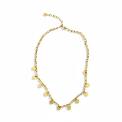 Multi Heart Charm Necklace - Gold Stainless Steel