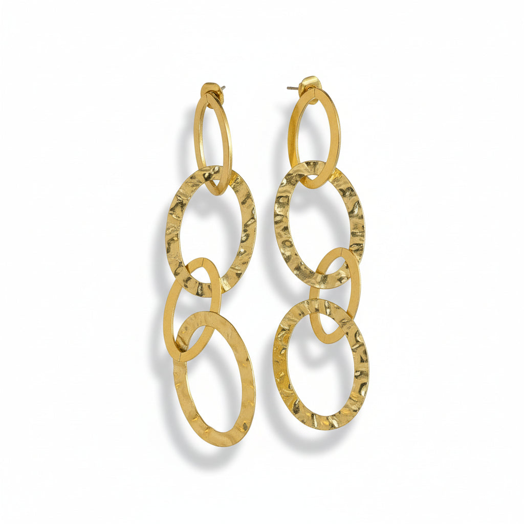 Linked Oval Earrings - Gold Stainless Steel