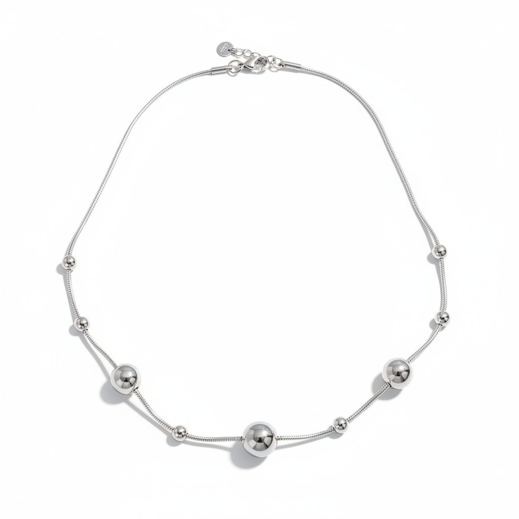 Collier multi-boules - Acier inoxydable gris