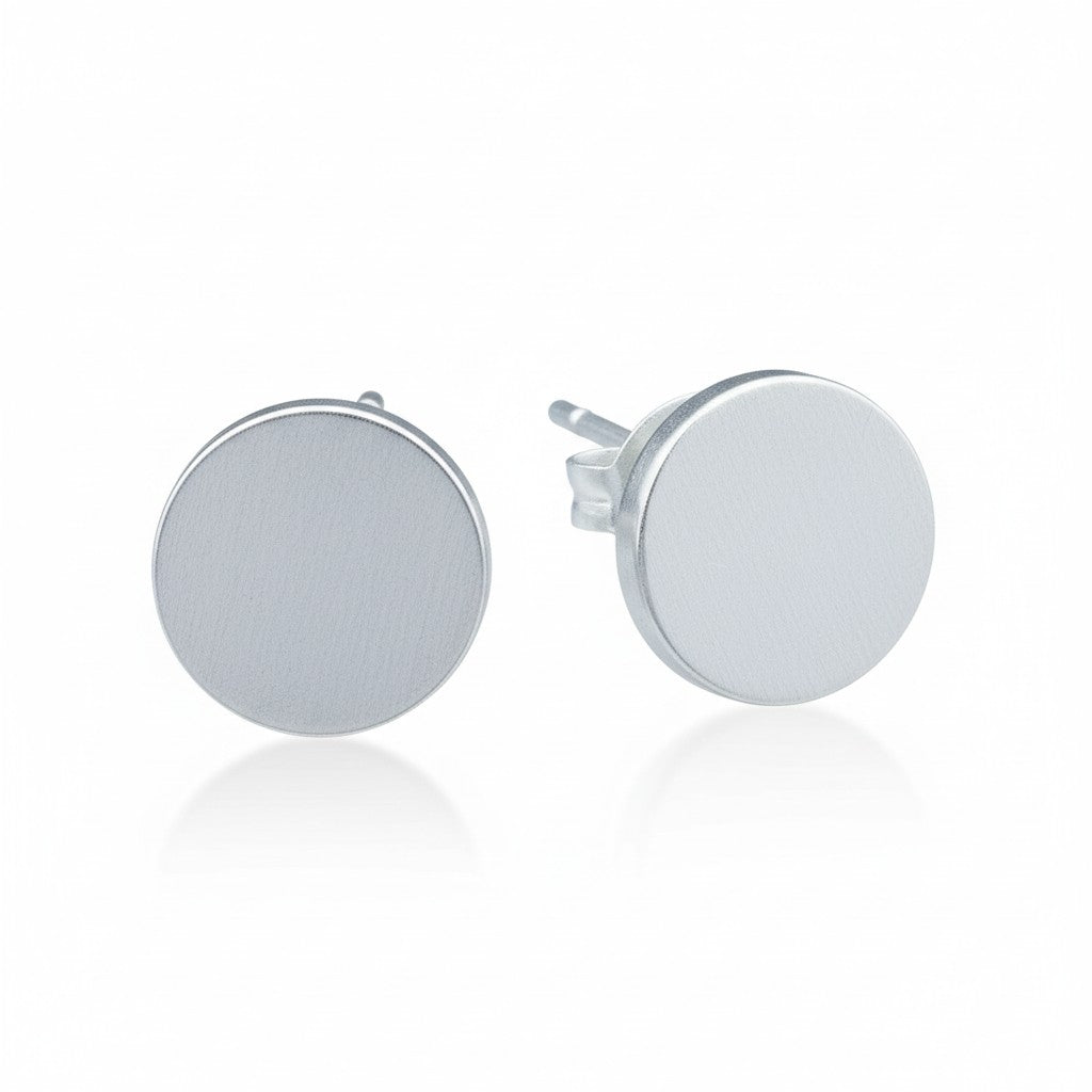 Puces d'oreilles simples en forme de disque plaqué argent