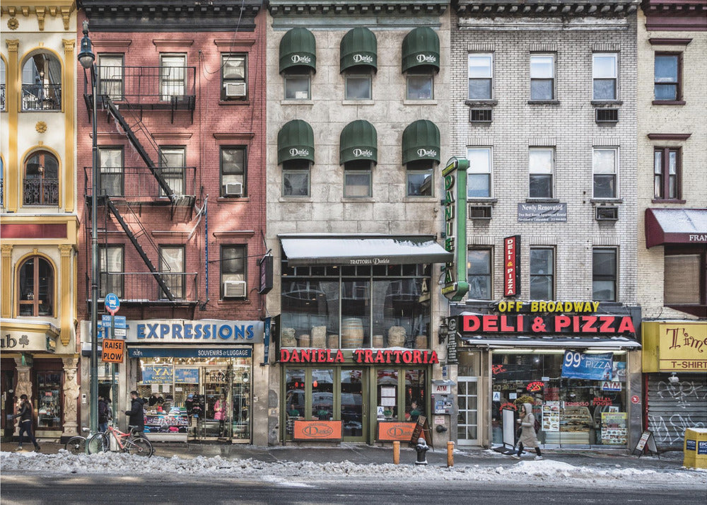 Colourful New York Storefront Street Scene Canvas Wall Art | A cold day in NY
