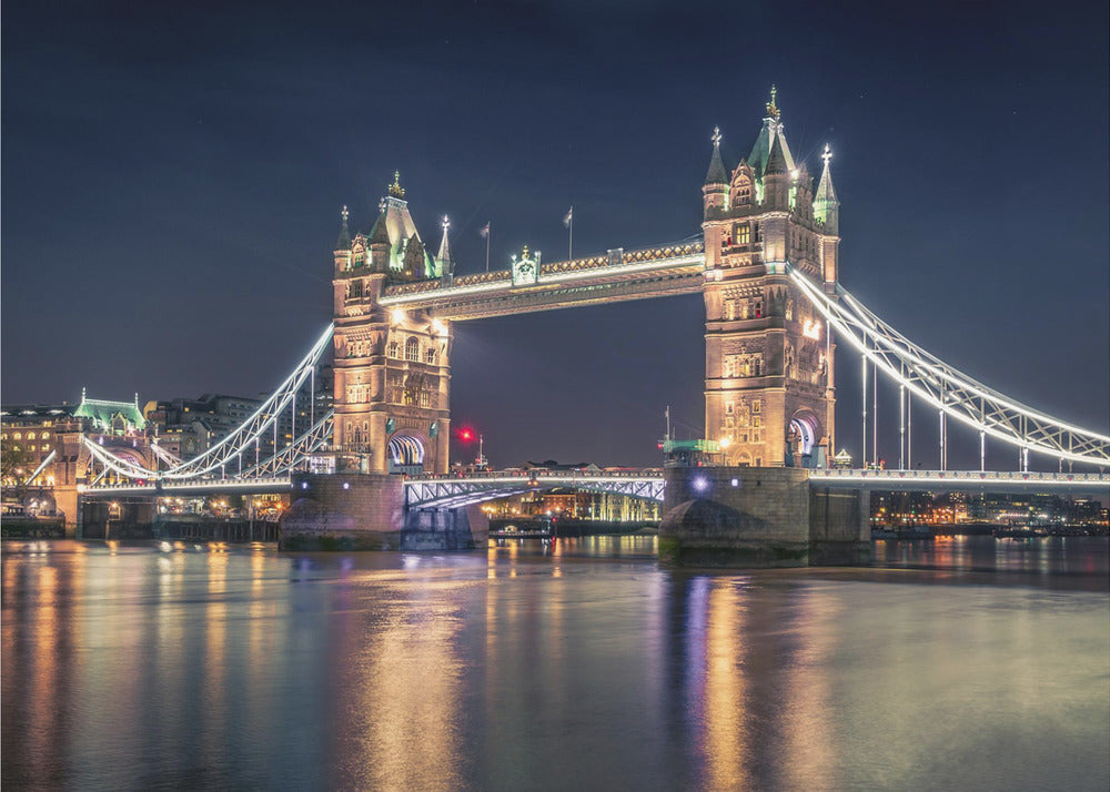 London Tower Bridge Illuminated at Night Canvas Wall Art