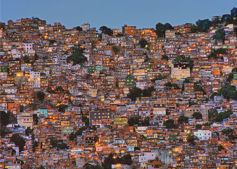 Rocinha Hillside at Nightfall Canvas Wall Art | Nightfall in the Favela da Rocinha