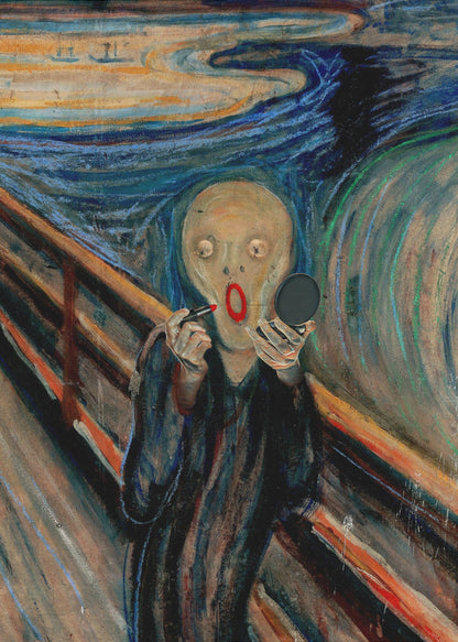 Expressive Screaming Figure Art Reworking Canvas Wall Art | Screaming Make Up