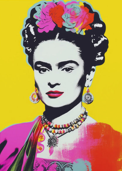 Frida Kahlo Portrait on Bright Yellow Canvas Wall Art | Oh Frids No 2