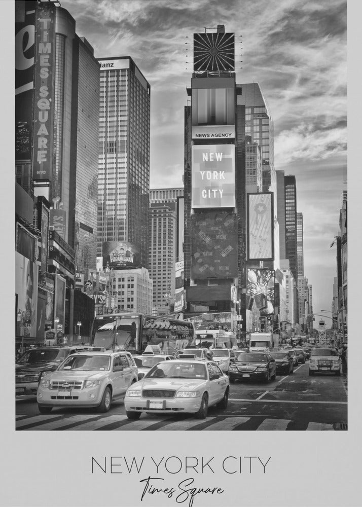 Black and White Times Square Street Scene Canvas Wall Art | NEW YORK CITY Times Square