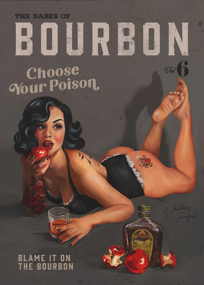 Choose Your Poison Dark Bourbon Pinup Canvas Wall Art | Babes of Bourbon Vol 6 Choose Your Poison Sexy Pinup