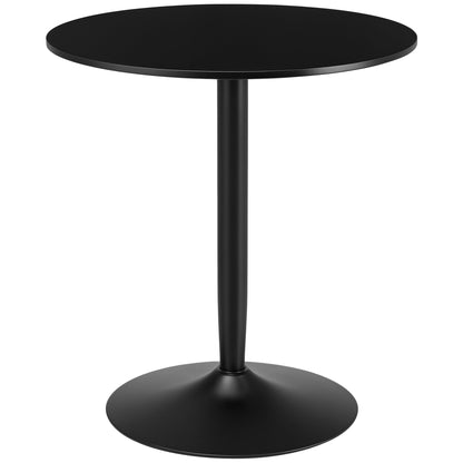 Table à manger ronde moderne Jan avec piètement en acier pour petits espaces - Noir