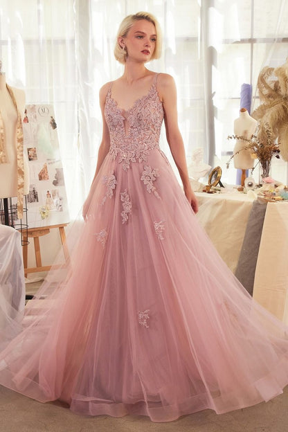 ROBE EN TULLE SUPERPOSÉE TRAPÈZE AVEC APPLIQUES EN DENTELLE