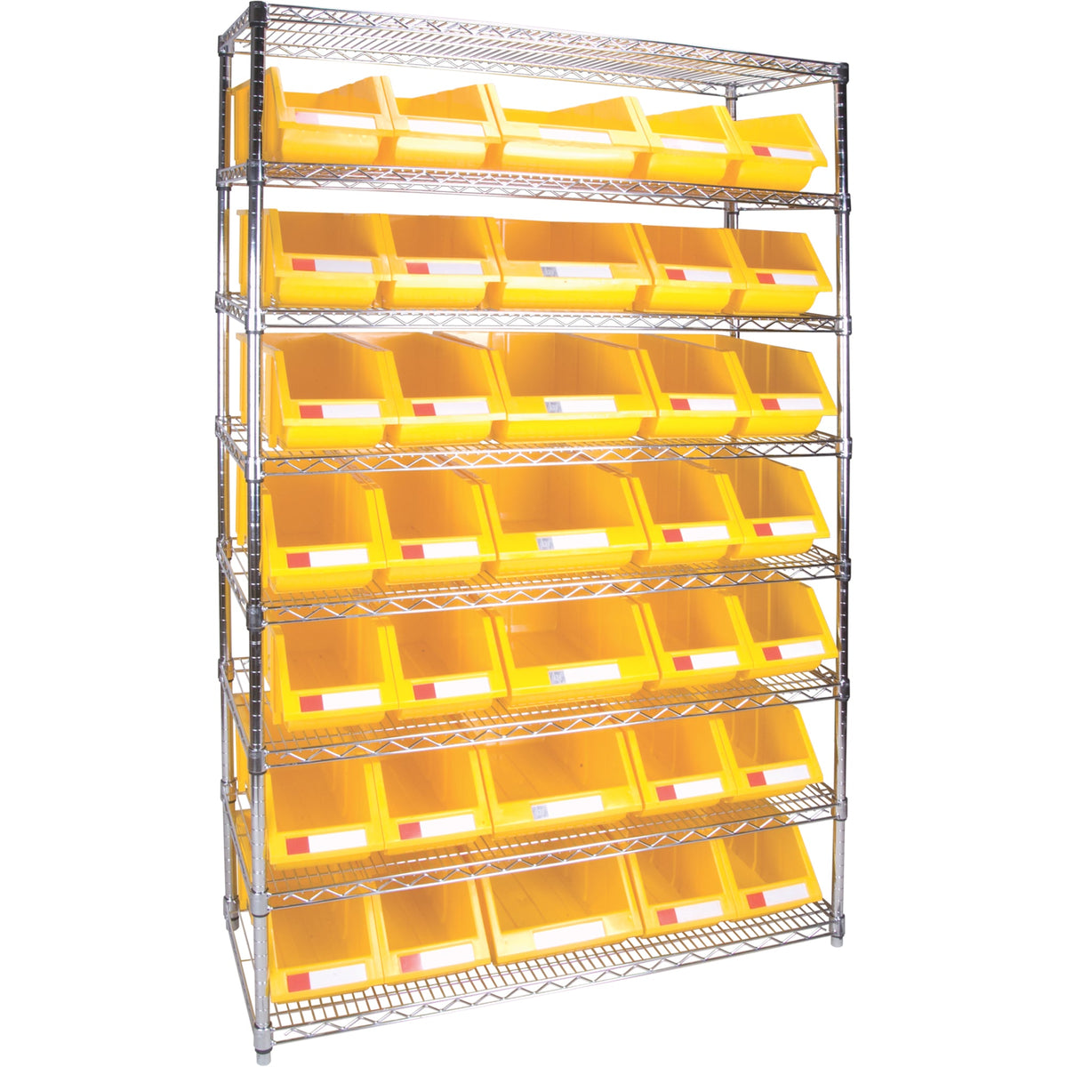 Étagère métallique robuste avec bacs de rangement, 8 niveaux, 122 cm L x 188 cm H x 46 cm P