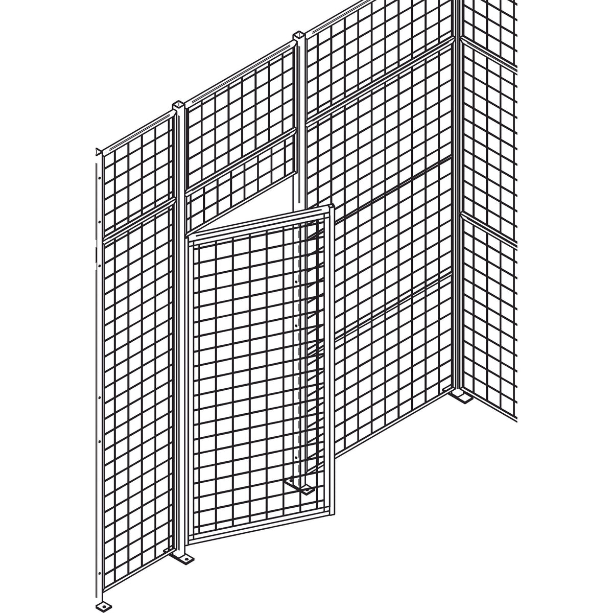 Heavy-Duty Wire Mesh Partition Swing Door, 3' W x 7' H