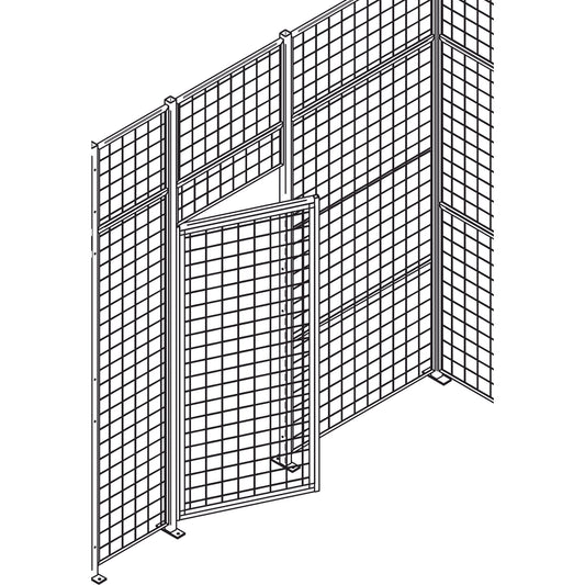 Standard-Duty Wire Mesh Partition Swing Door, 3' W x 7' H