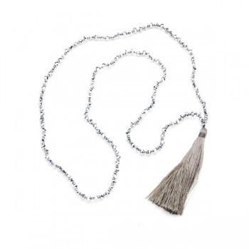 Crystal Bead Tassel Necklace