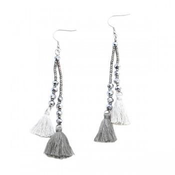 Boucles d'oreilles pendantes à pampilles doubles et cristaux
