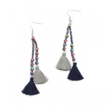 Boucles d'oreilles pendantes à pampilles doubles et cristaux