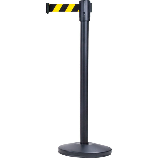 Poteau de guidage autoportant, Acier, 89 cm H, Bande noire/jaune, 2,1 m de longueur de bande