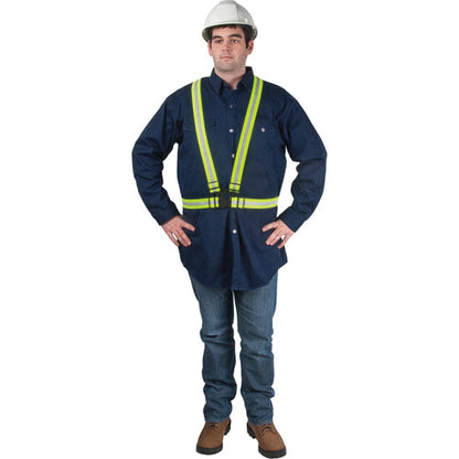 Standard-Duty Safety Harness, High Visibility Lime-Yellow, Silver Reflective Colour, Medium