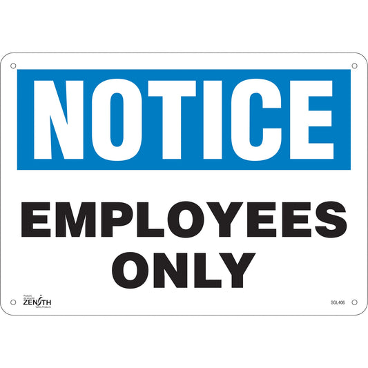 Panneau « Réservé aux employés », 25,4 x 35,6 cm, Aluminium, Anglais