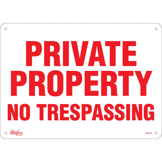 Panneau "Propriété privée", 25,4 cm x 35,6 cm, plastique, anglais