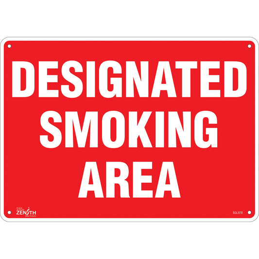 Panneau "Zone Fumeurs Désignée", 25 x 35 cm, Aluminium, Anglais