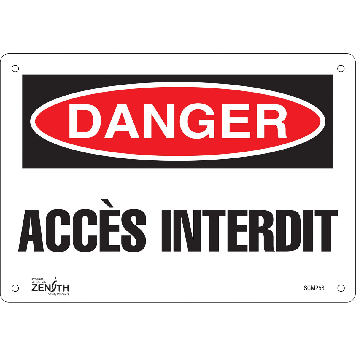 Panneau "Accès Interdit", 17,8 cm x 25,4 cm, plastique, français
