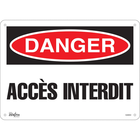"Accès Interdit" Sign, 10" x 14", Aluminum, French