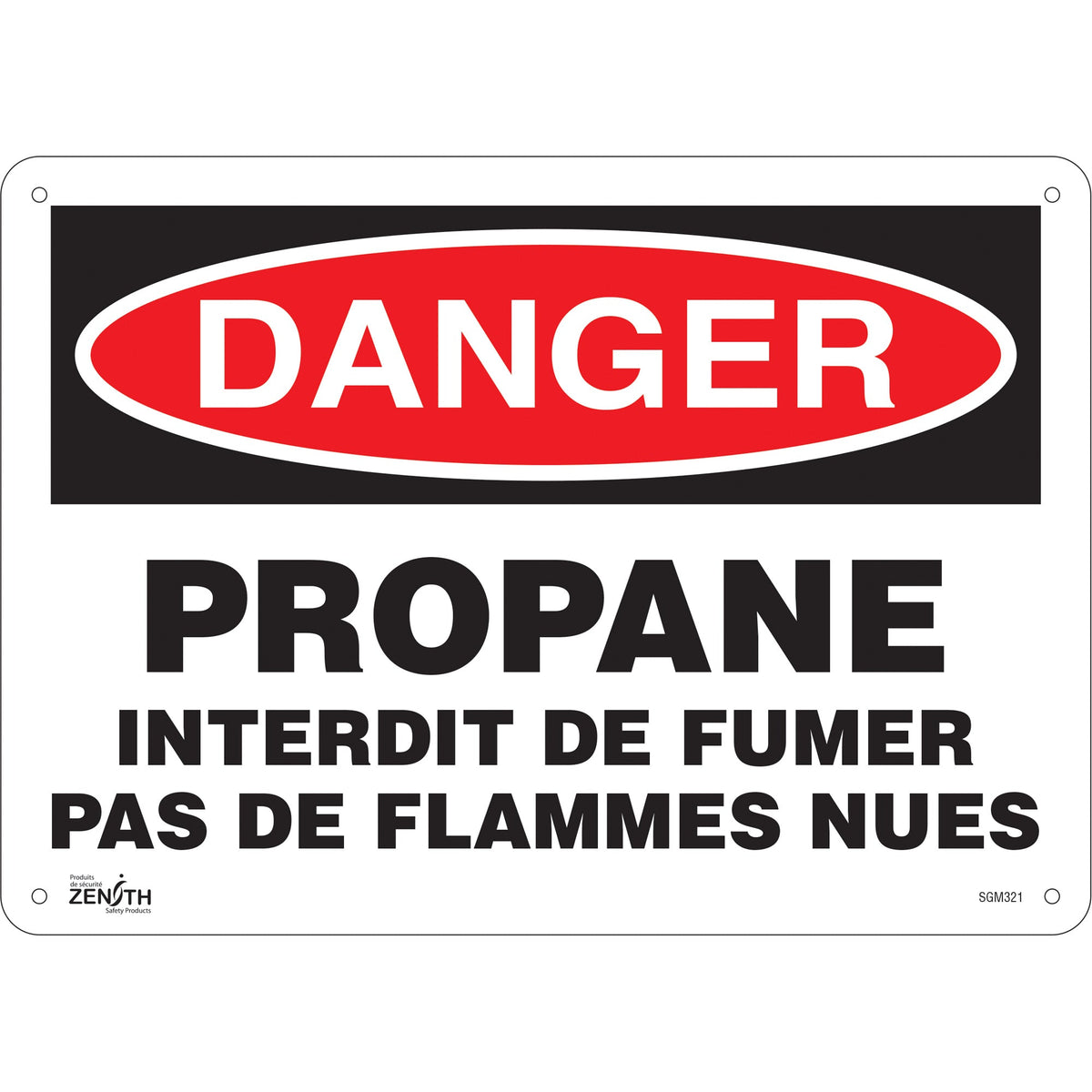 "Propane - Interdit De Fumer" Sign, 10" x 14", Plastic, French
