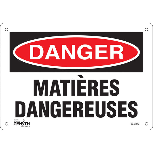 Panneau "Matières Dangereuses", 7" x 10", plastique, français