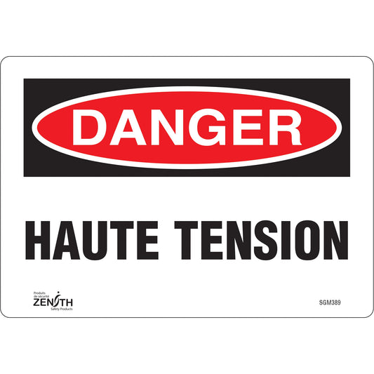 Panneau "Haute Tension", 7" x 10", Vinyle, Français