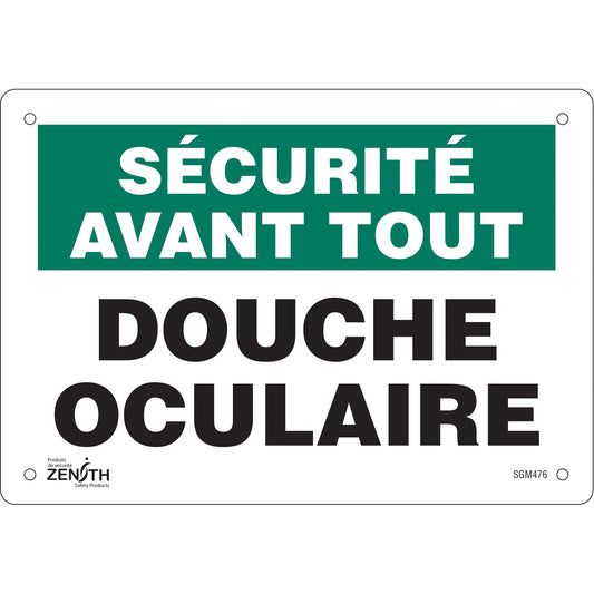 "Douche Oculaire" Sign, 7" x 10", Plastic, French