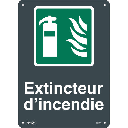 Panneau "Extincteur D'Incendie", 35,5 cm x 25,4 cm, plastique, français avec pictogramme