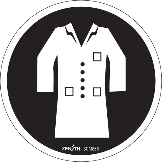 Lab Coat Required CSA Standard Safety Sign, 6" x 6", Vinyl, Pictogram