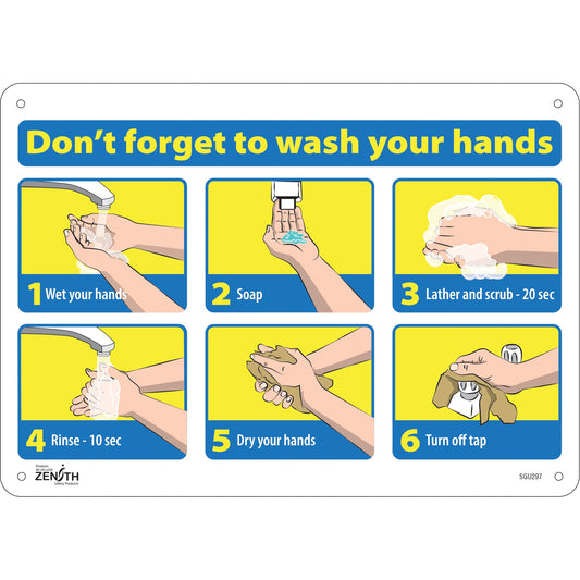 Panneau-pictogramme "N'oubliez pas de vous laver les mains", 25 x 35 cm, plastique, anglais avec pictogramme