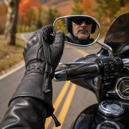 Open Road Men's Armored Gauntlet Leather Motorcycle Gloves