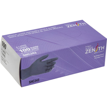 Medical Grade Disposable Gloves, X-Large, Nitrile, 6-mil, Powder-Free, Black, Class 2