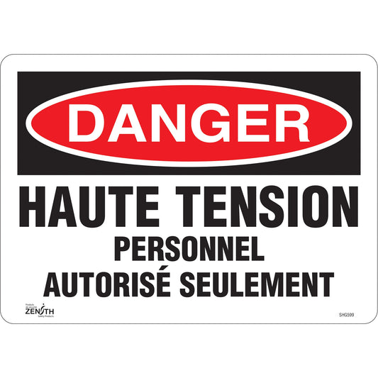 Panneau "Haute tension", 25 cm x 35 cm, Vinyle, Français