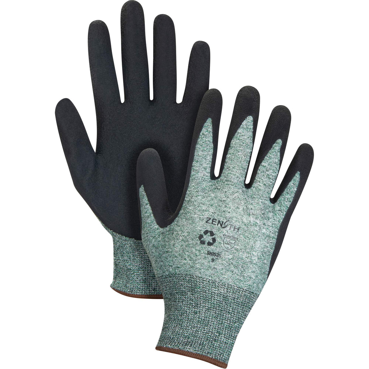 Eco-Friendly Crinkle Grip Coated Gloves, 10, Foam Latex Coating, 15 Gauge, Nylon/RPET Shell