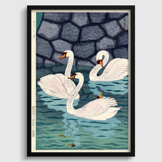 Estampe Giclée "Douves de printemps" de Shiro Kasamatsu : Art japonais de l'estampe sur bois (Encadrement disponible)